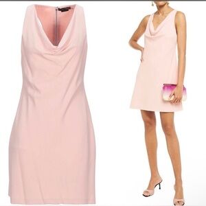 Alice + Olivia Harmony Racerback Cowl Neck A-Line Sleeveless Mini Dress in Blush
